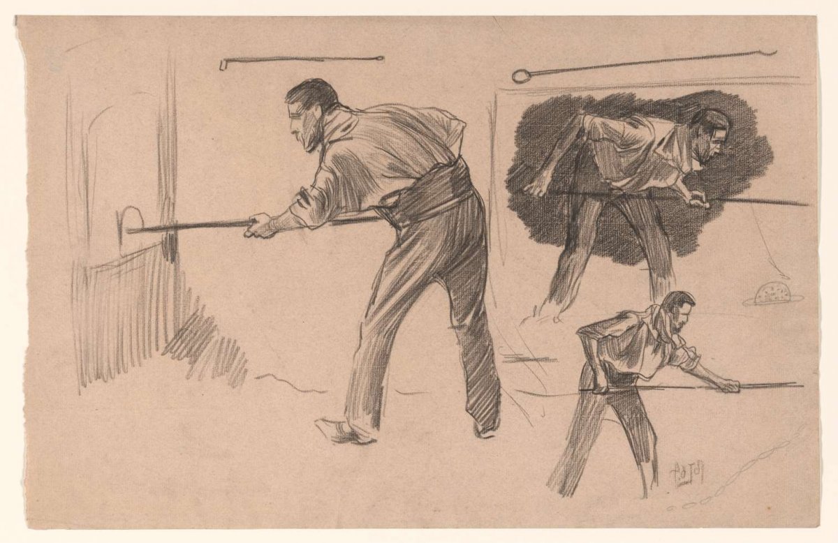 Studies of a worker at a furnace, Pieter de Josselin de Jong, 1871 - 1906