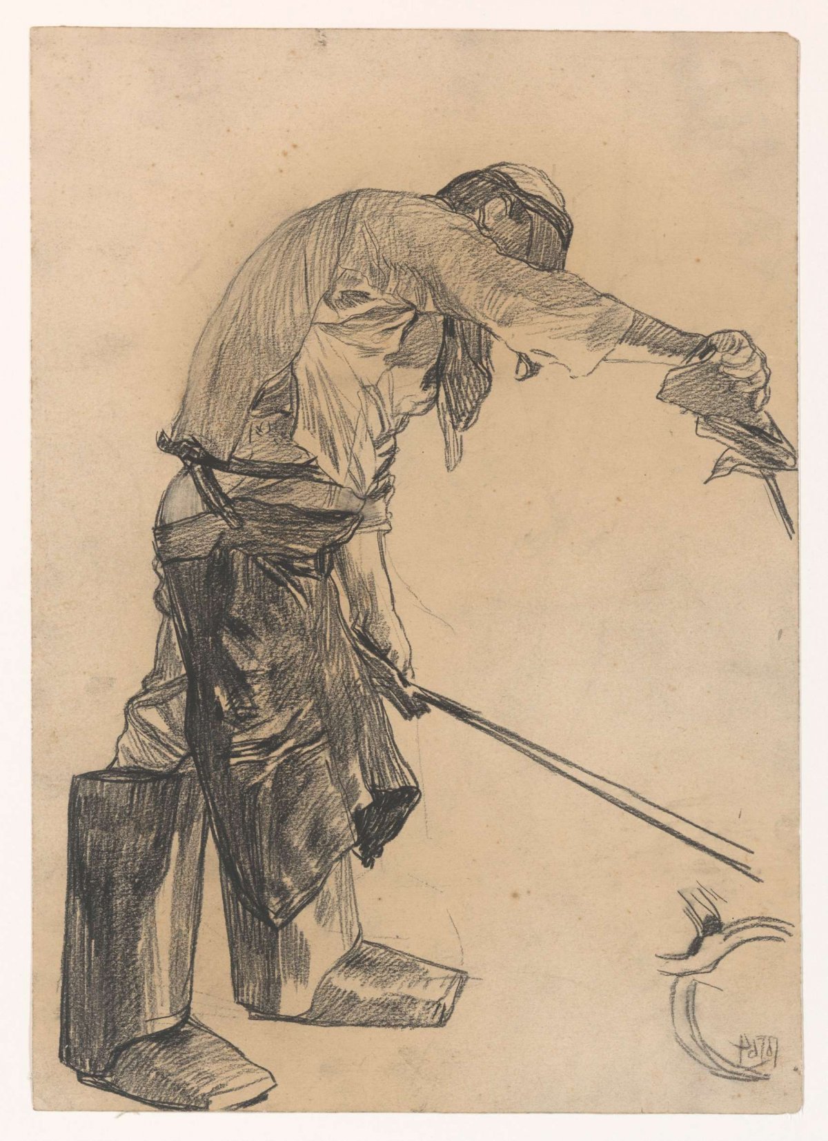 Arbeider in staalfabriek, Pieter de Josselin de Jong, 1871 - 1906