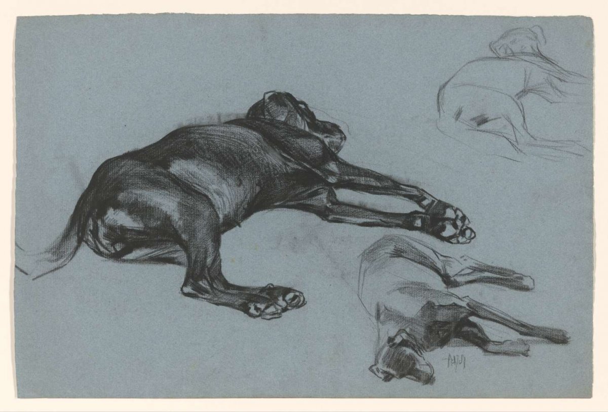 Liggende honden, Pieter de Josselin de Jong, 1871 - 1906