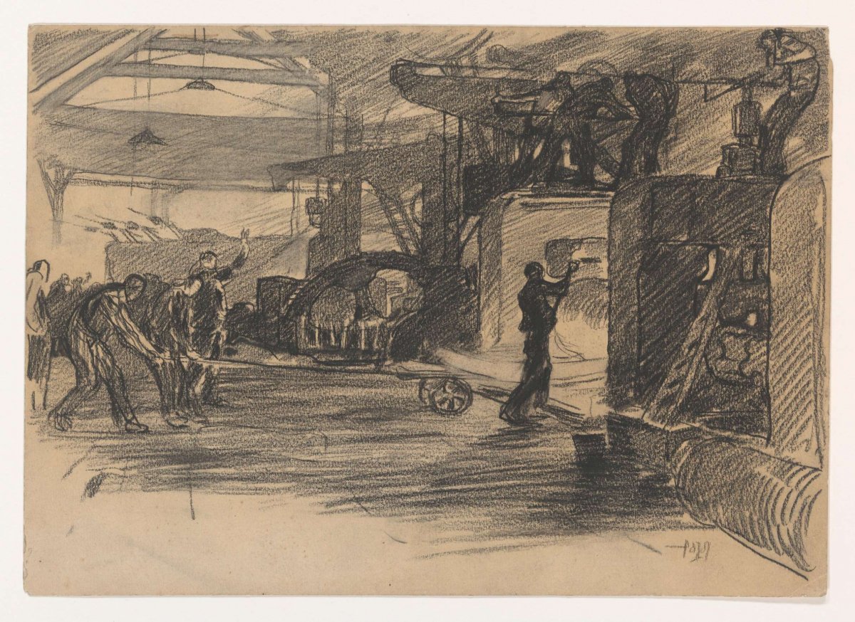 Rolling work in a steel mill, Pieter de Josselin de Jong, 1871 - 1906