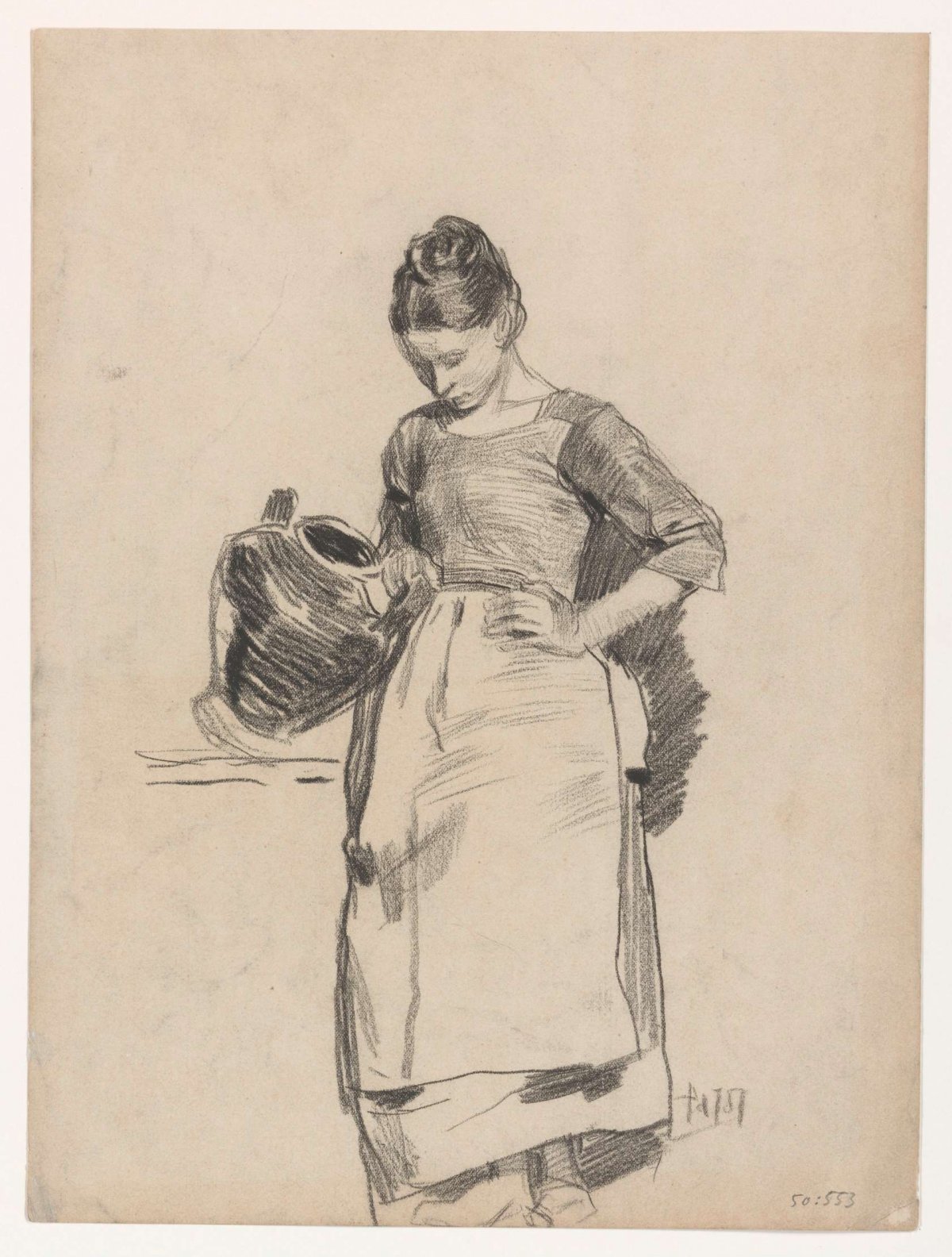 Standing woman with pitcher, Pieter de Josselin de Jong, 1871 - 1906