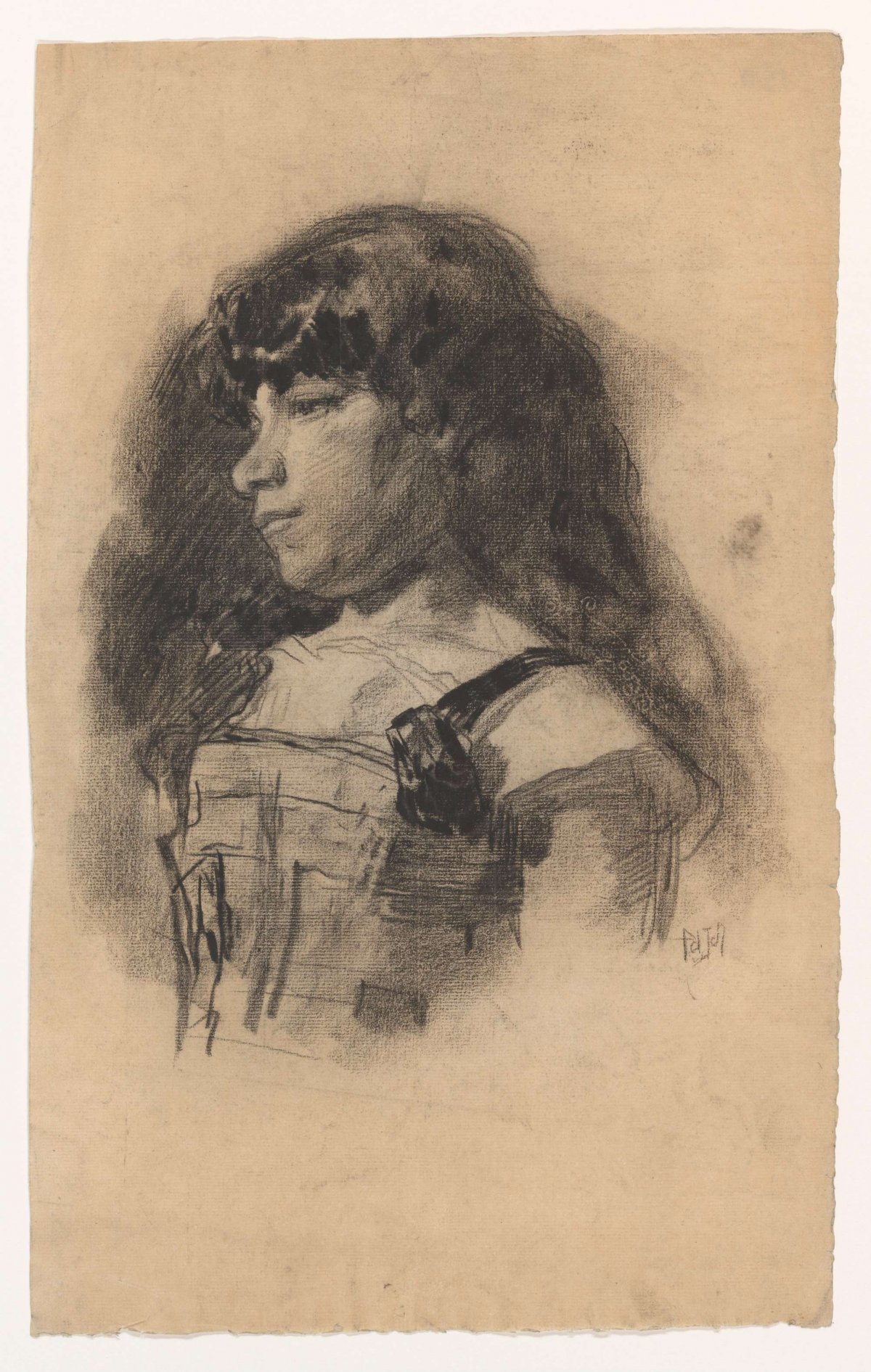 Portrait study of a young woman, Pieter de Josselin de Jong, 1871 - 1906