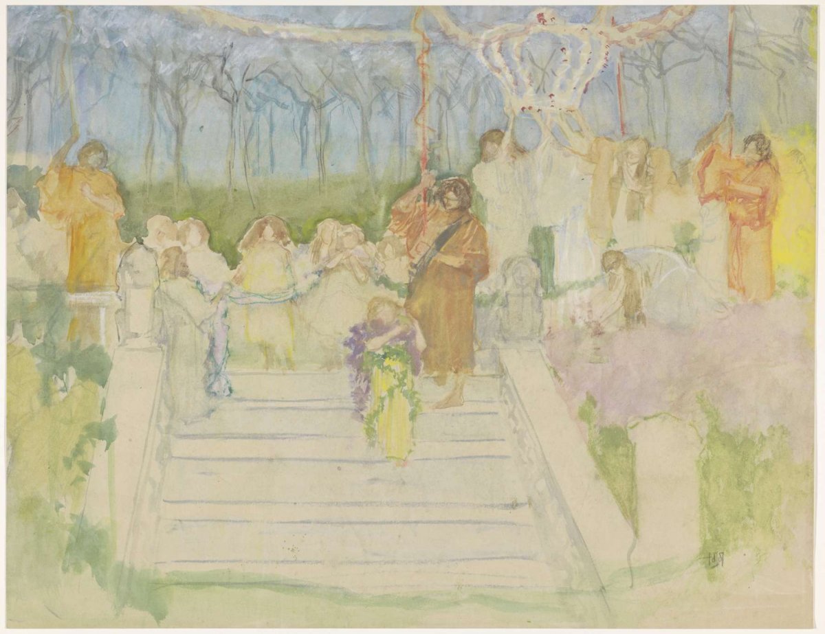 Tableau vivant on the occasion of Queen Wilhelmina's wedding in 1901, Pieter de Josselin de Jong, 1871 - 1906