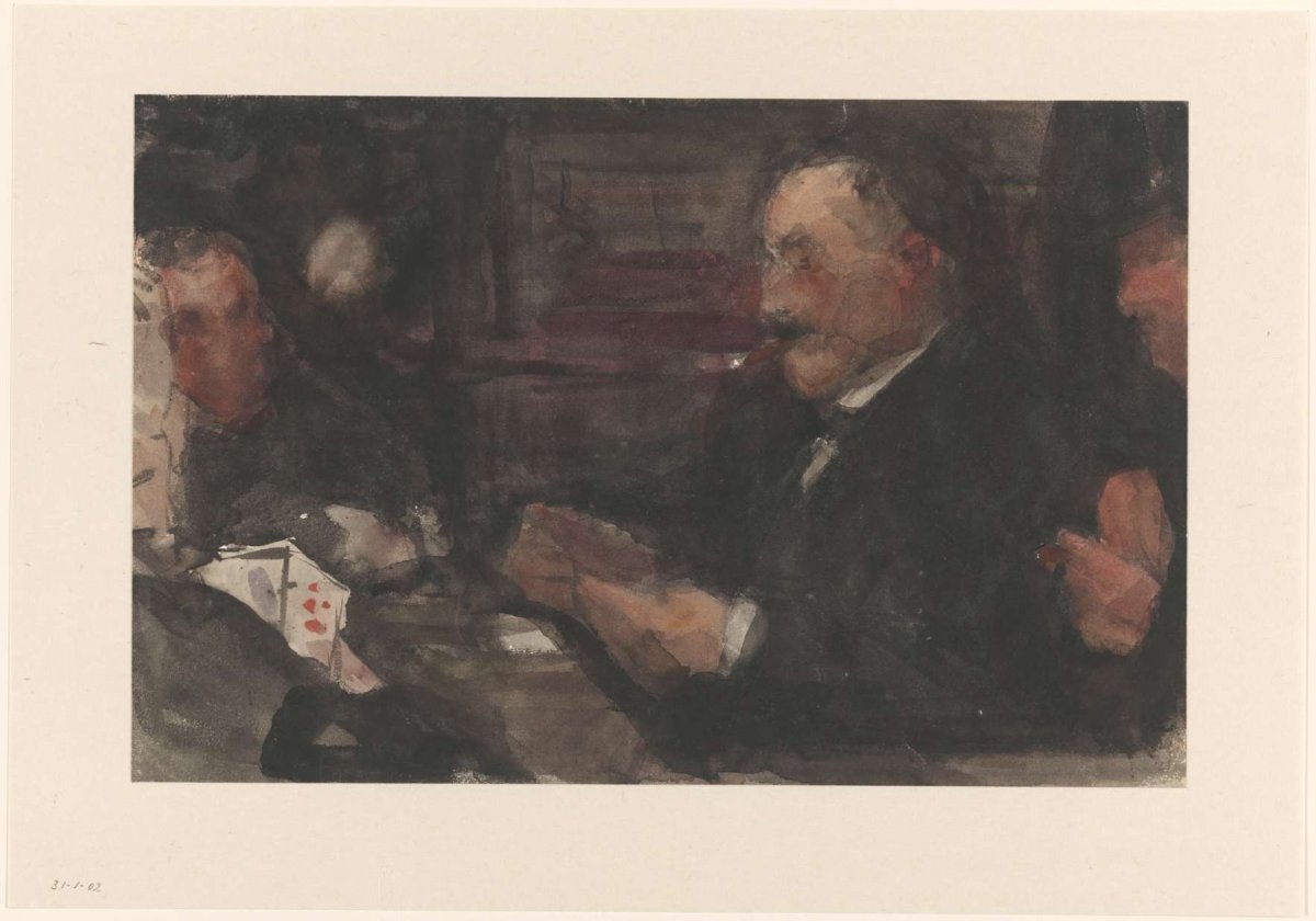 Kaartende heren in café, Isaac Israels, 1875 - 1934