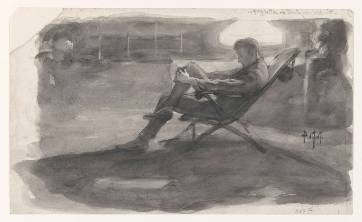 Seated man in garden chair, Pieter de Josselin de Jong, 1871 - 1906