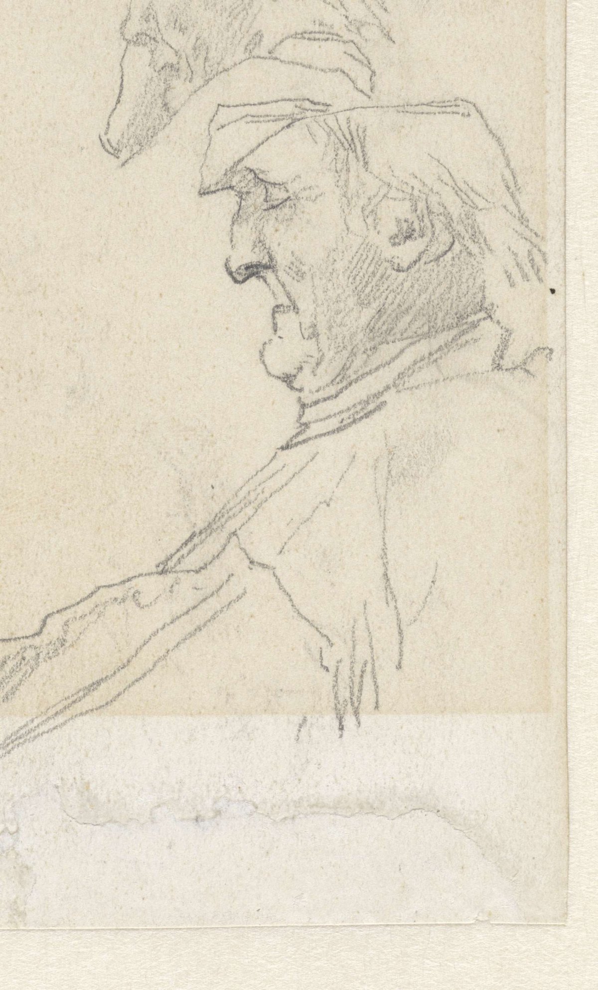 Two sketches of men's profiles, Jacob Maris, 1847 - 1899