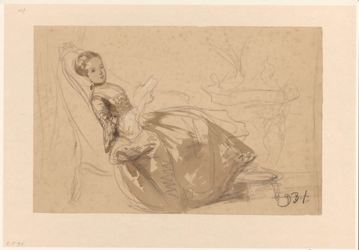 Lady in armchair, David Bles, 1831 - 1899