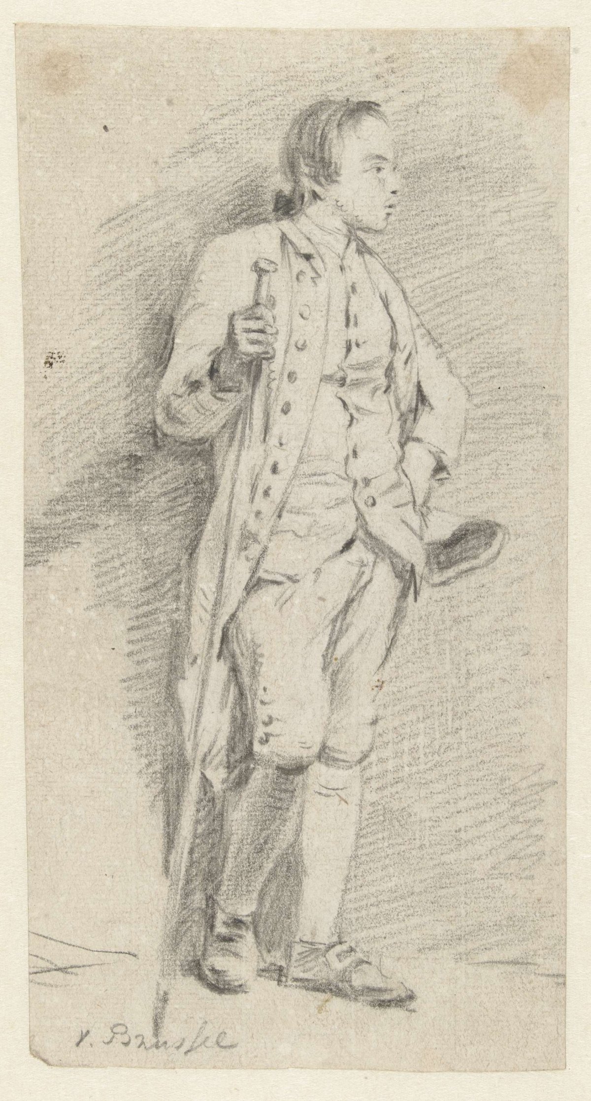 Standing boy with stick, Hermanus van Brussel, 1773 - 1815