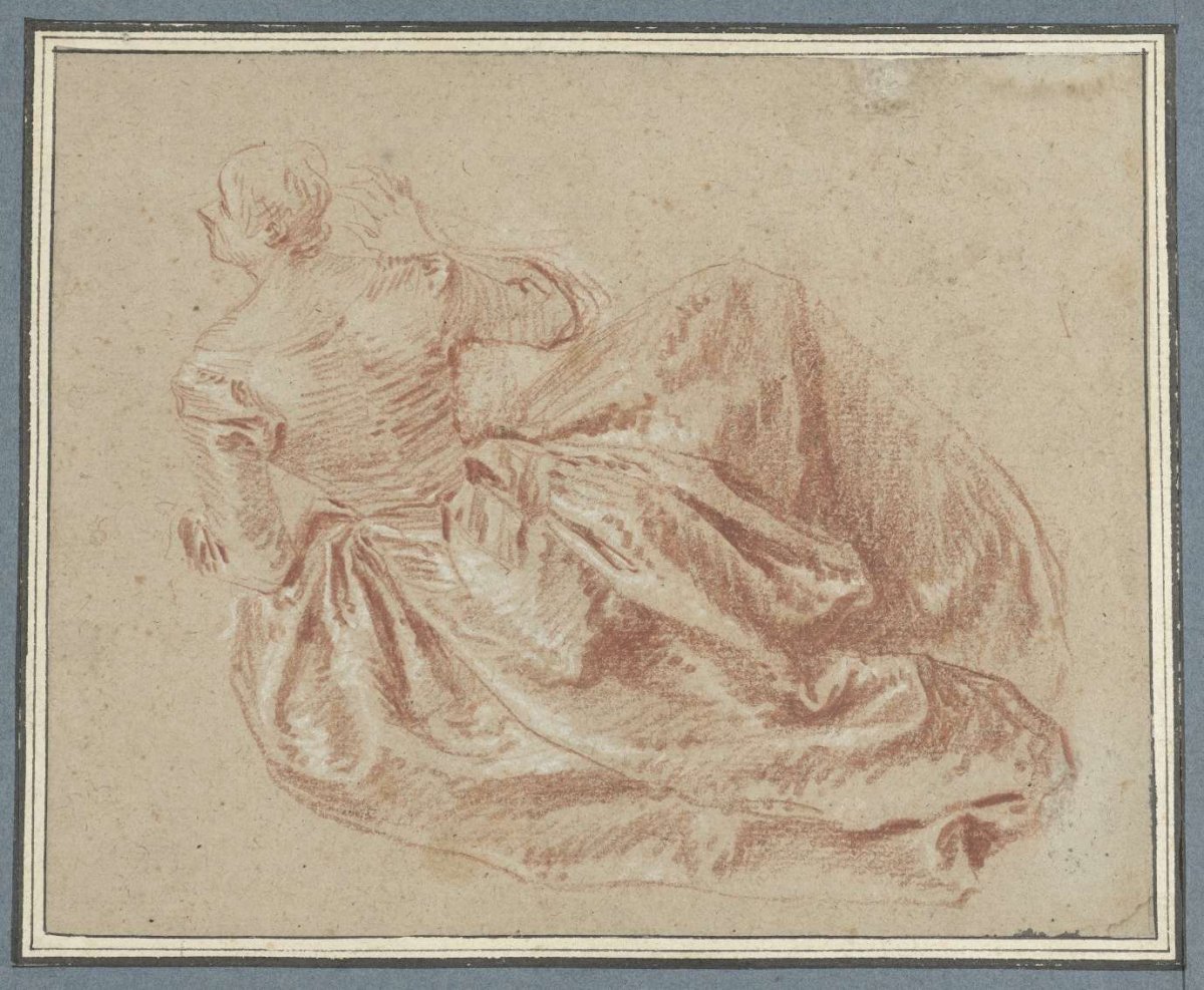 Lady sitting on the ground, Jean Baptiste François Pater, 1705 - 1736