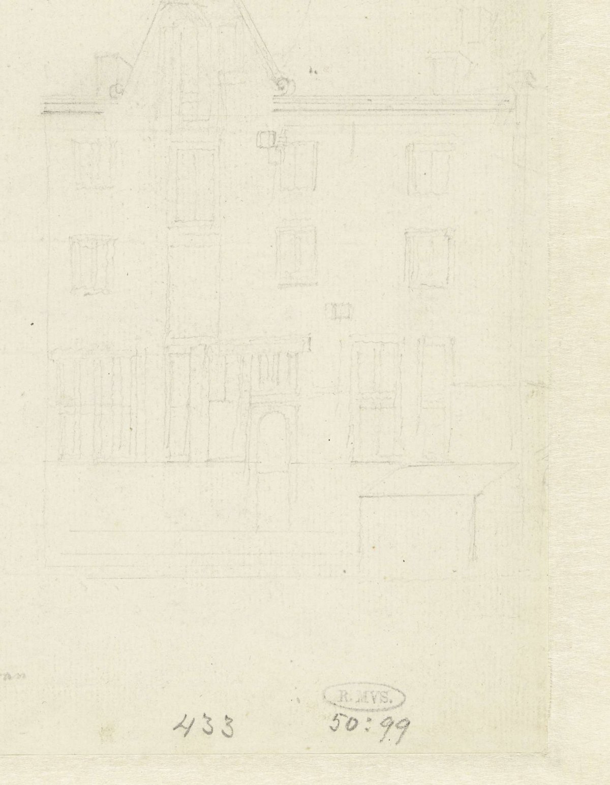 Sketch of a warehouse in Amsterdam (?), Andries Schouten, 1700 - 1800