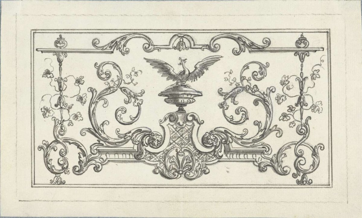 Panel filling with resurrecting phoenix, Bernard Picart, 1683 - 1733