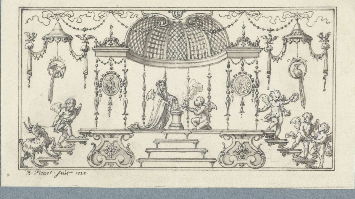 Panel filling with sacrificial putti, Bernard Picart, 1725