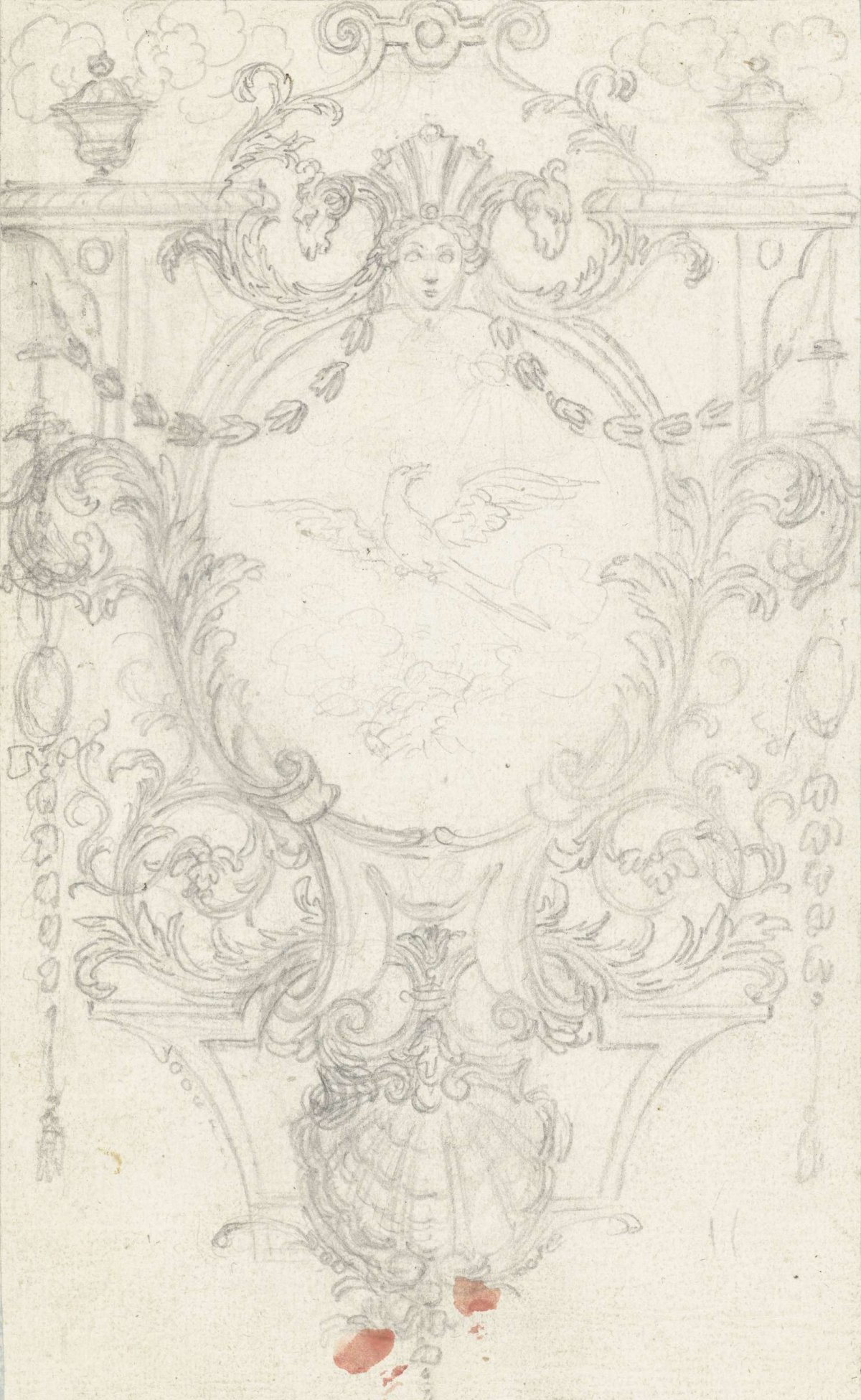 Panel filling with a flying bird, Bernard Picart, 1683 - 1733