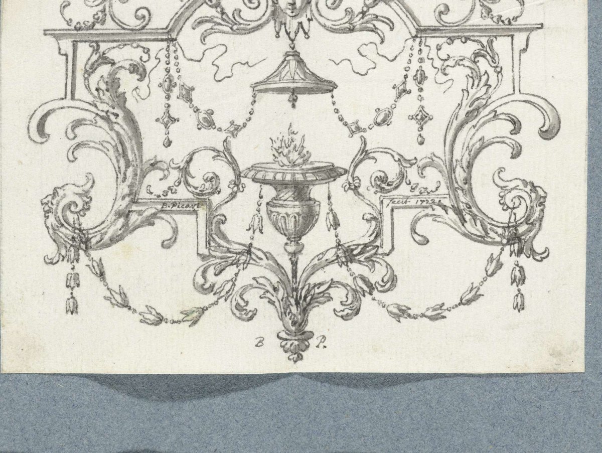 Panel filling with burning lamp, Bernard Picart, 1721