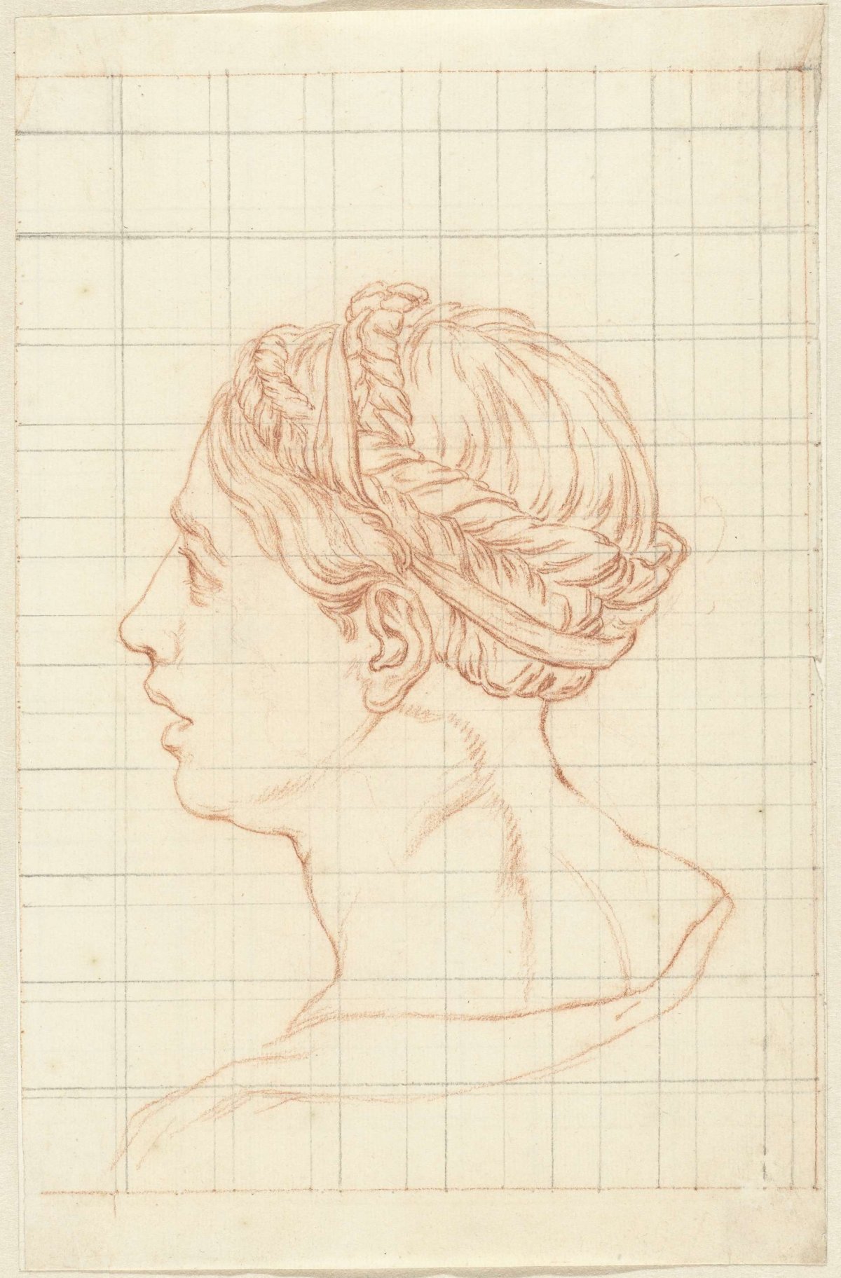 Head of a woman, in profile to the left, Bernard Picart, 1683 - 1733