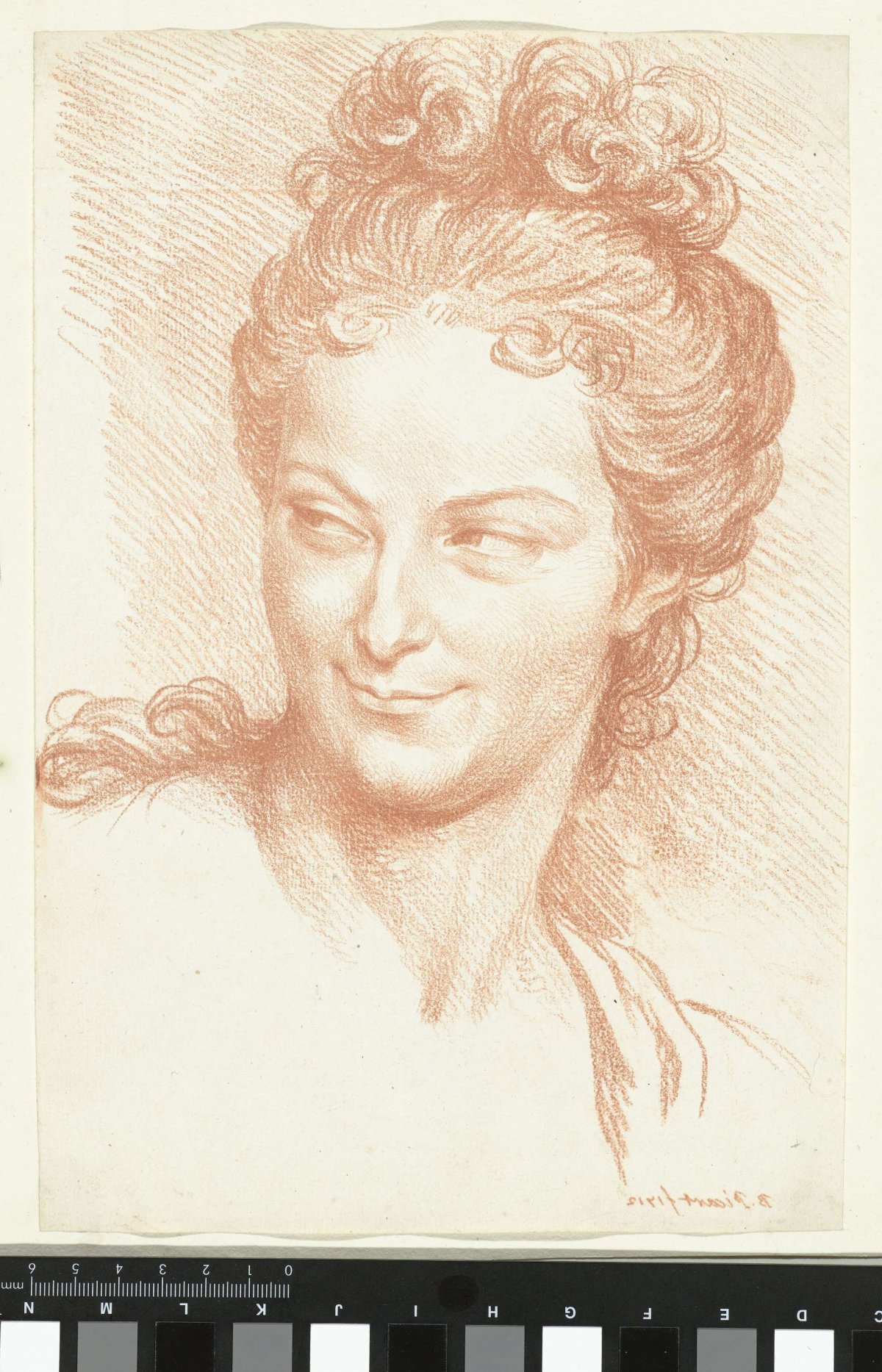 Head of graying woman with raised hair, Bernard Picart, 1712