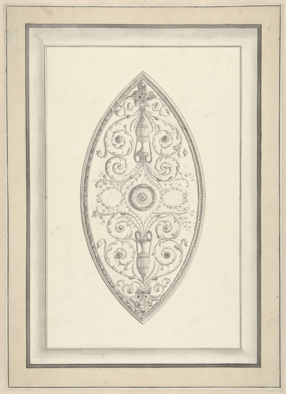 Design for a wall or ceiling decoration., anonymous, c. 1775 - c. 1824