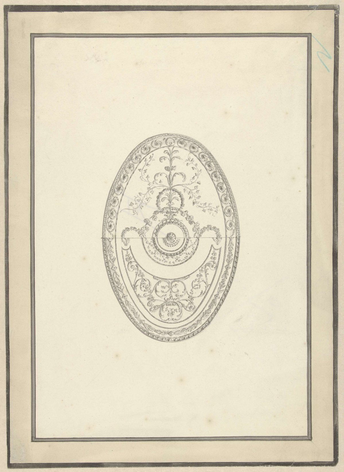 Design for a wall or ceiling decoration., anonymous, 1775 - 1824