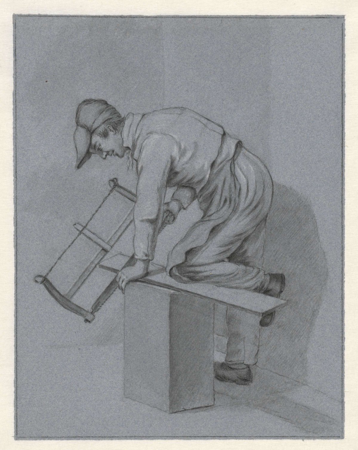 Sawing boy with cap, Ary Johannes Lamme, 1835