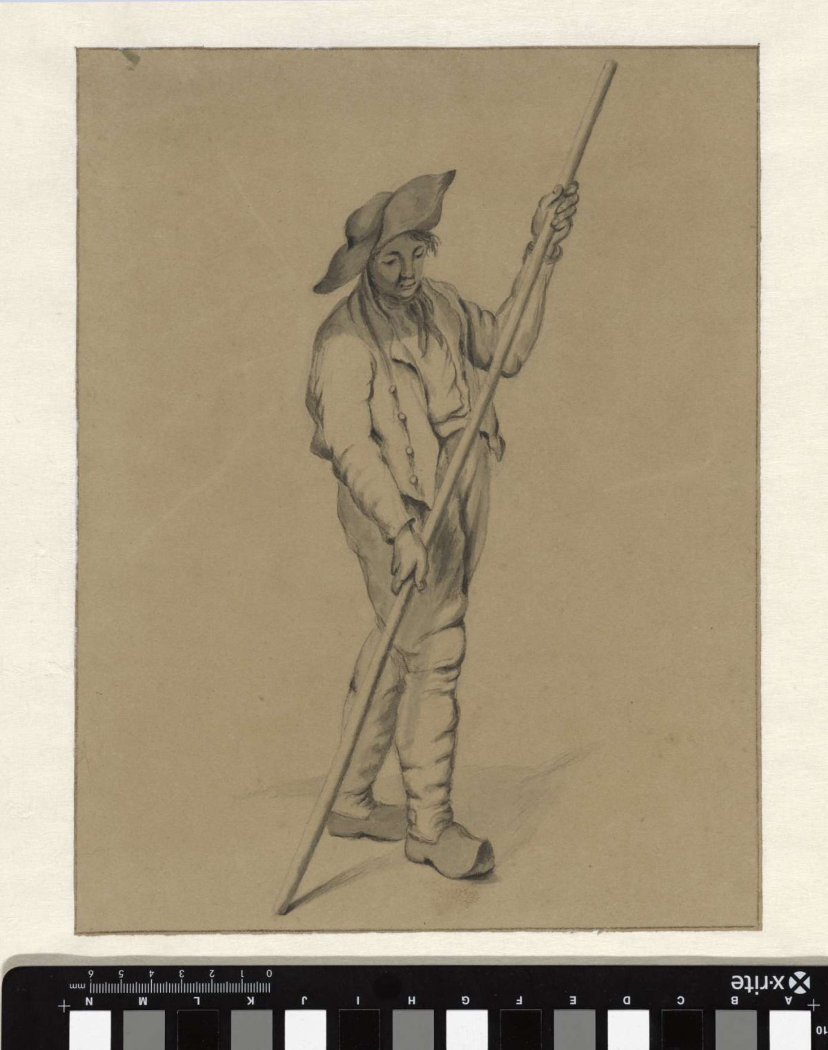 Standing boy with long stick, Ary Johannes Lamme, 1835