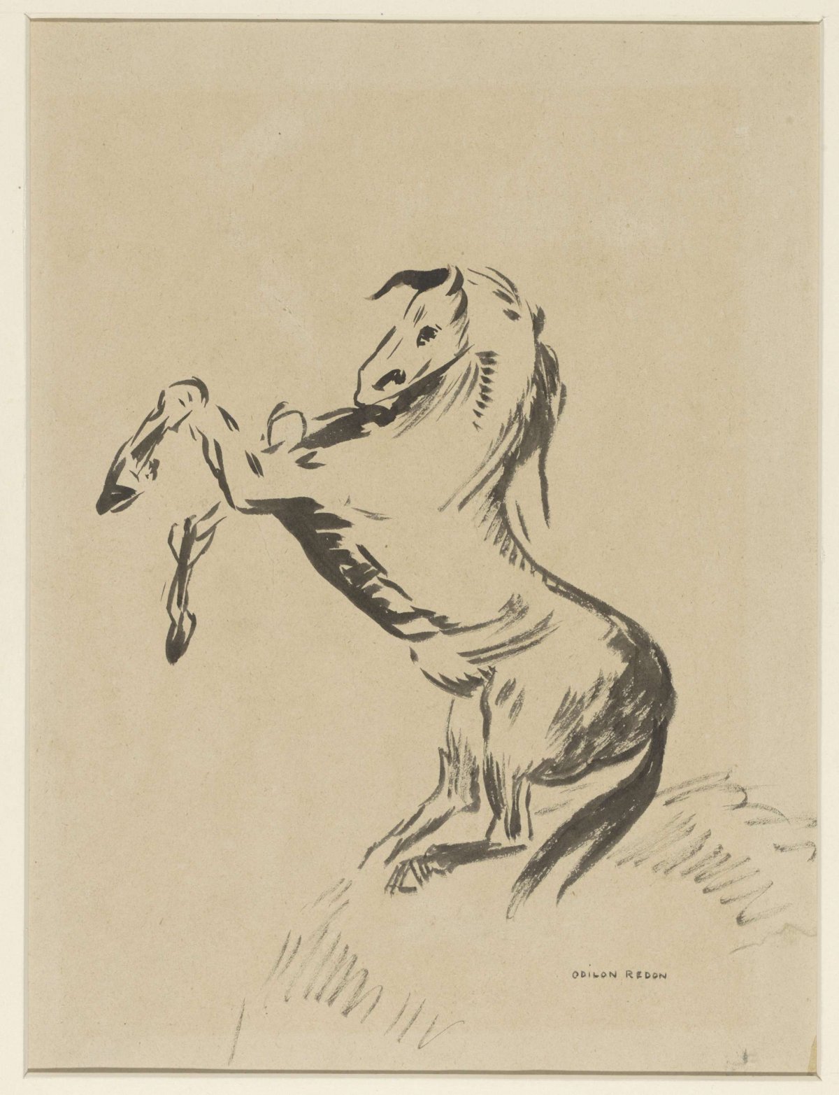 Jumping horse on clouds (Pegasus?), Odilon Redon, 1903 - 1907