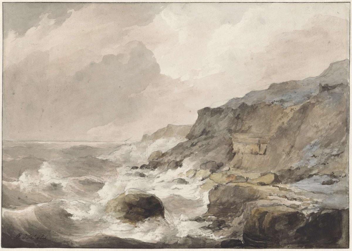 Rotskust te Boulogne sur Mer, Petrus Johannes Schotel, 1829