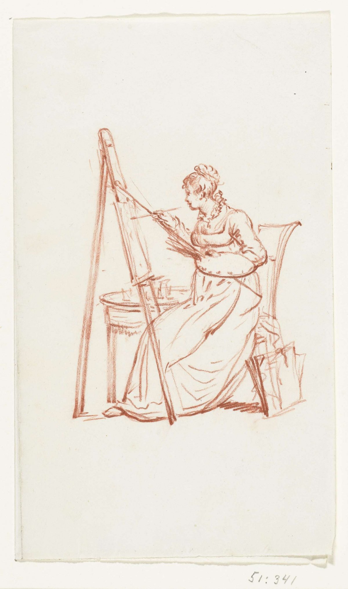 Seated woman, painting, Pieter Bartholomeusz. Barbiers, 1782 - 1837