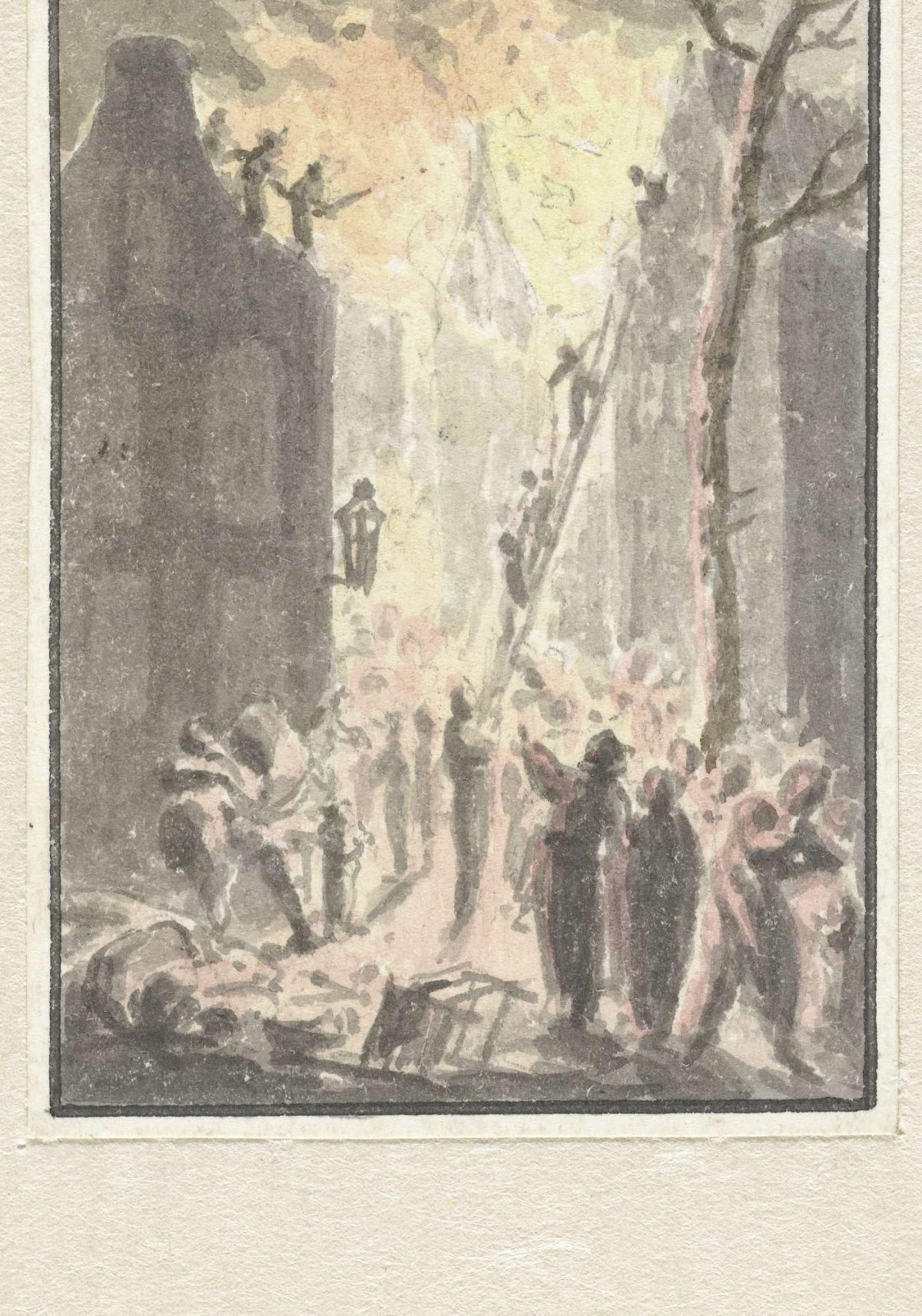 Fire in a house, Pieter Bartholomeusz. Barbiers, 1782 - 1837