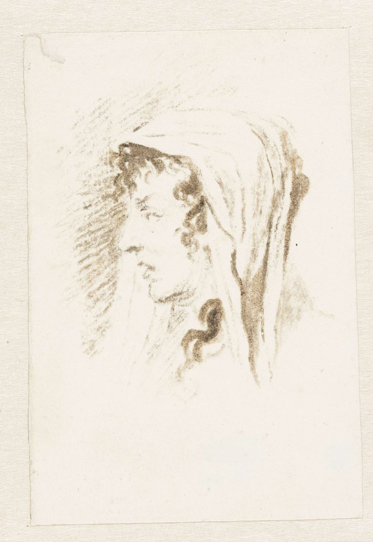 Head of a woman, en profil to the left, Pieter Bartholomeusz. Barbiers, 1782 - 1837