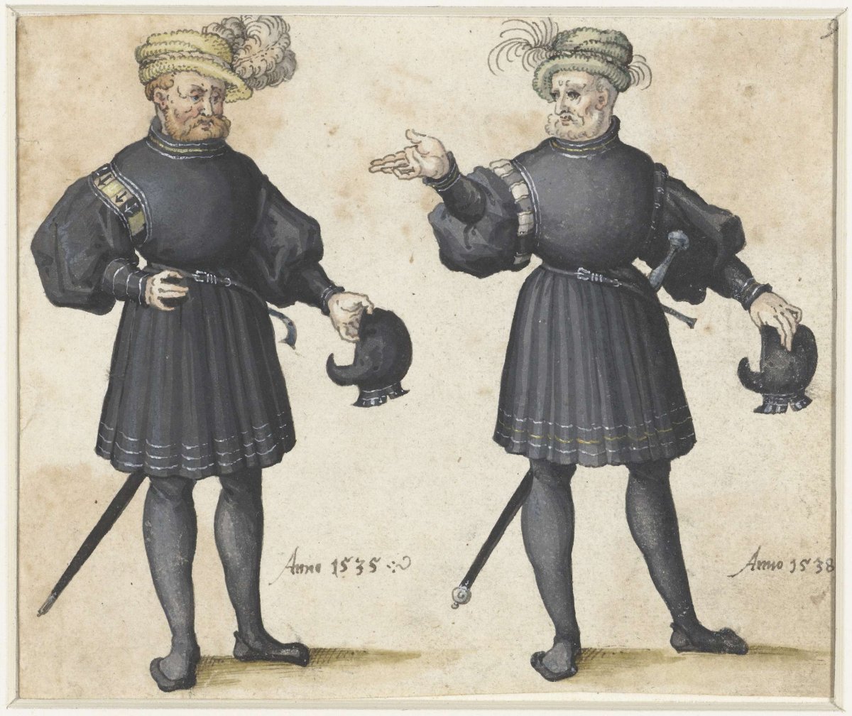 Two court servants in black clothing, anonymous, c. 1530 - c. 1560