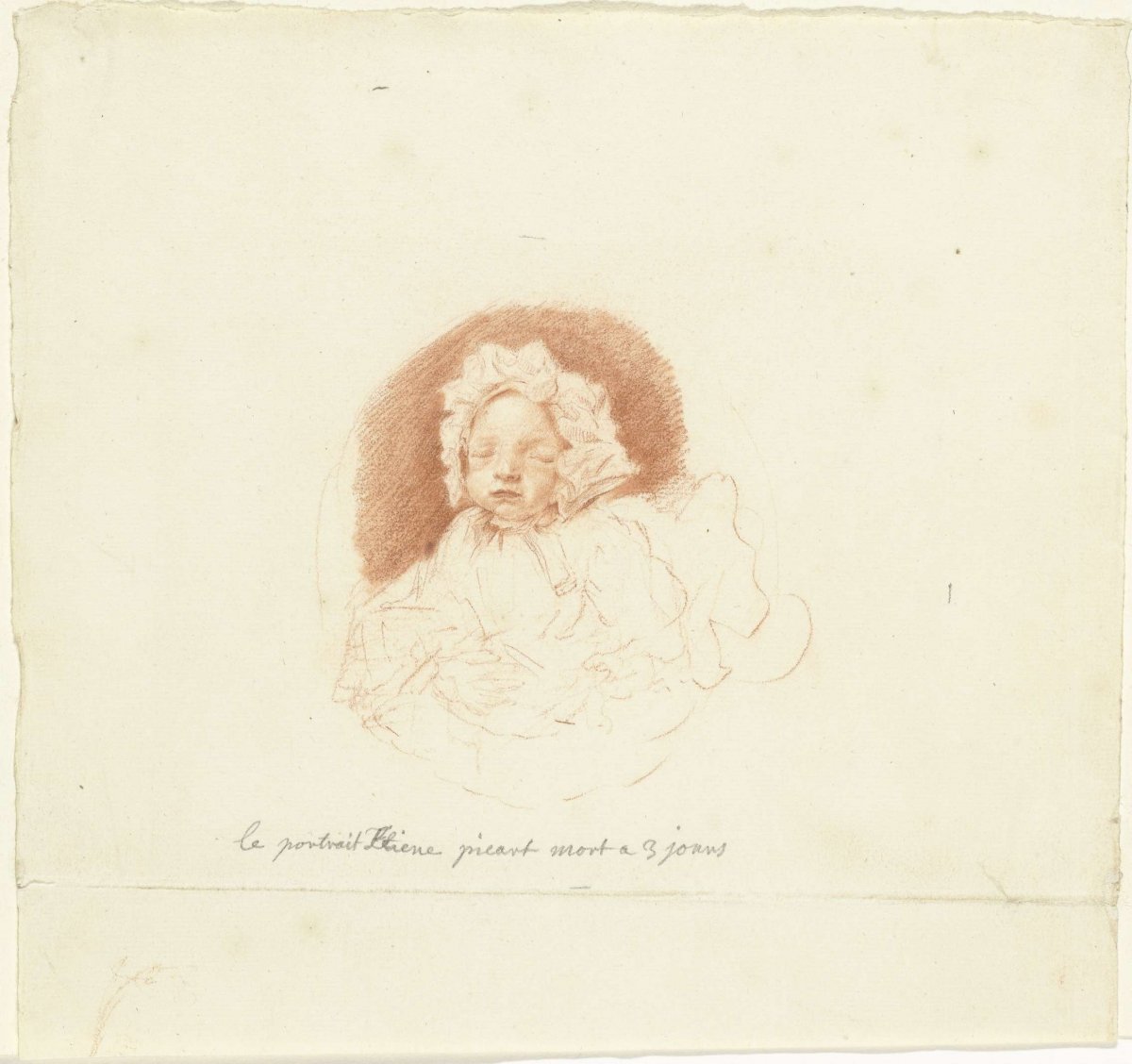 Portrait of Eliene Picart, died after three days, Bernard Picart, 1683 - 1733