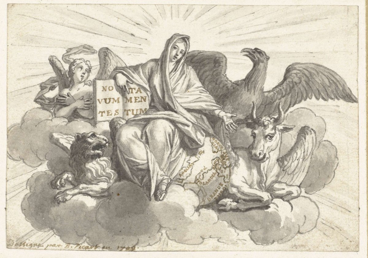 Vignette with the New Testament, Bernard Picart, 1709