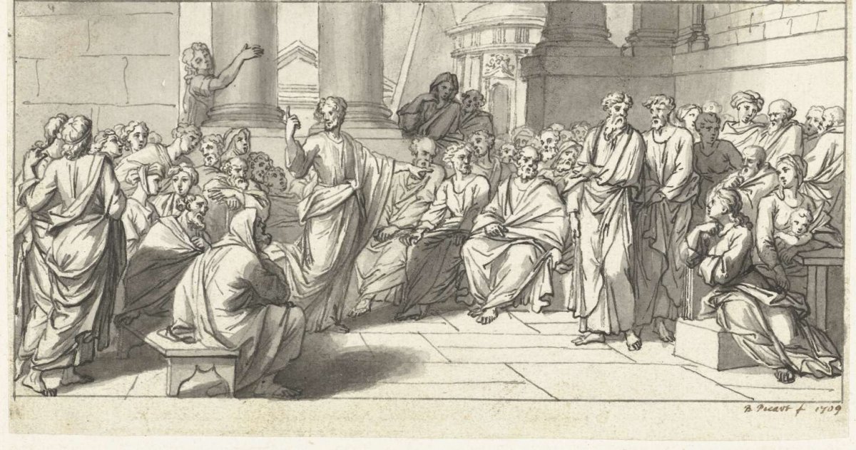 Paulus predikt te Athene, Bernard Picart, 1709