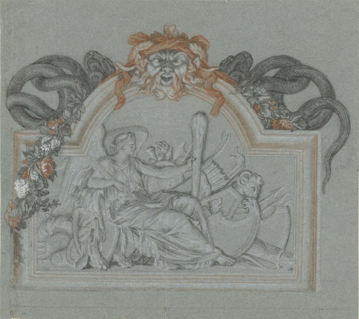 Panel with the personification of the Force, Bernard Picart, 1683 - 1733