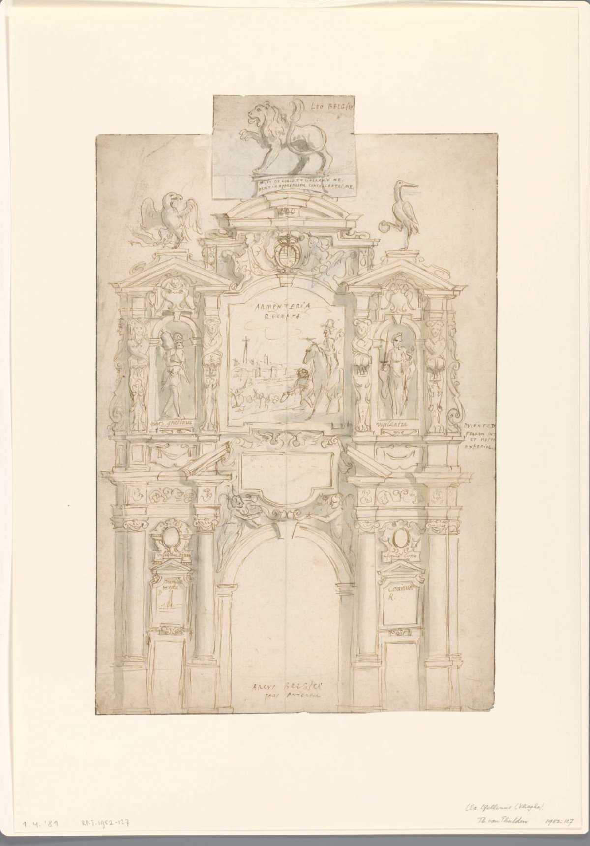 Design for an arch of honor for Archduke Leopold William, Theodoor van Thulden, 1646 - 1648