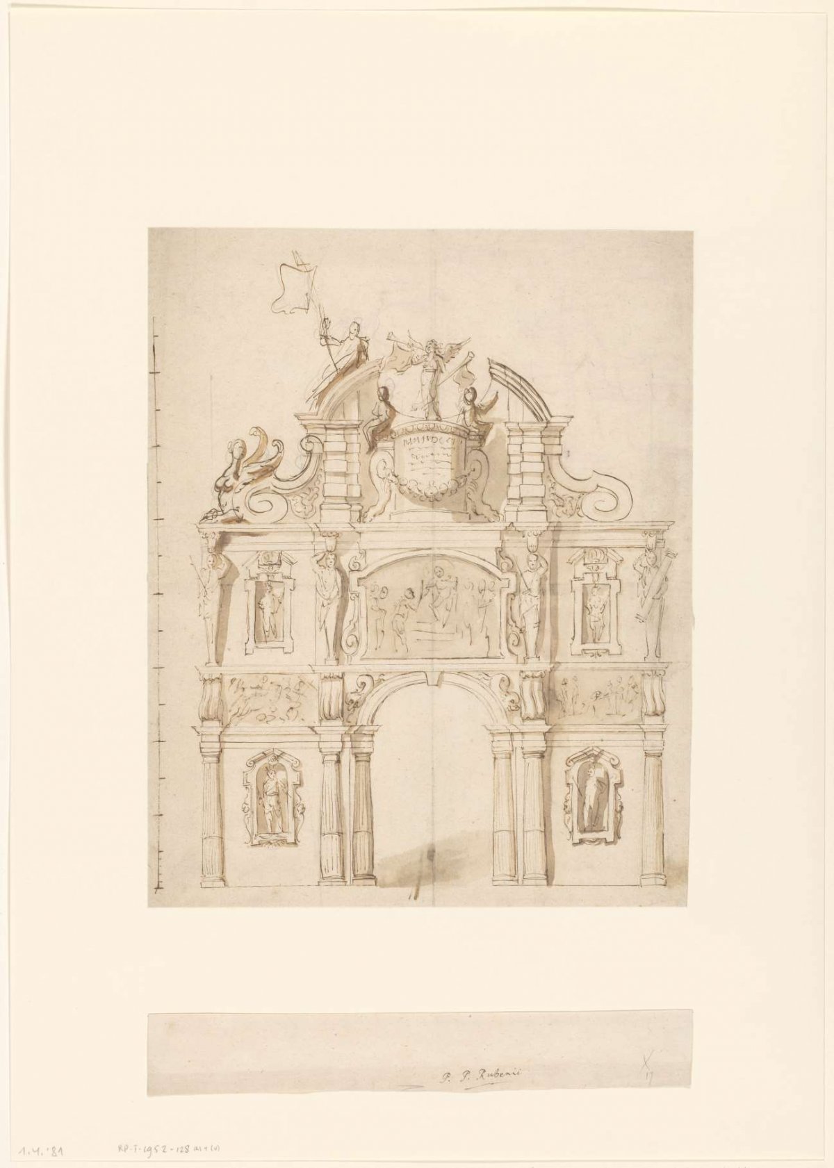 Design for an arch of honor for Archduke Leopold William, Theodoor van Thulden, 1646 - 1648