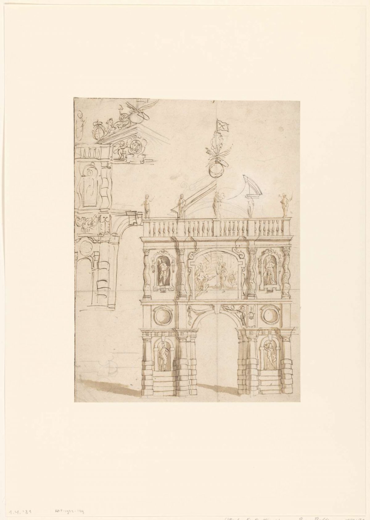 Design for an arch of honor for Archduke Leopold William, Theodoor van Thulden, 1646 - 1648