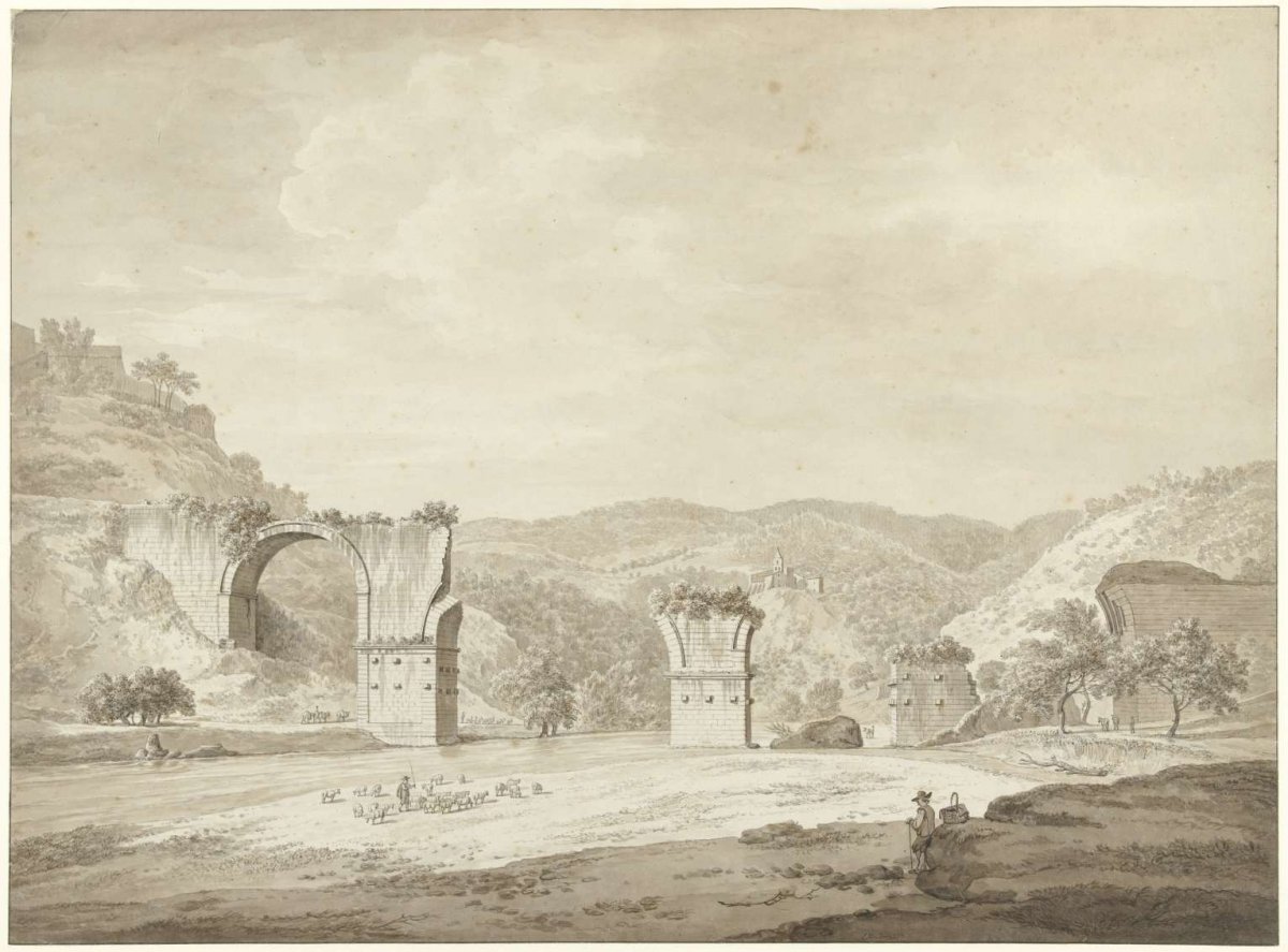 Ruins of the Bridge of Augustus at Narni, Italy, Daniël Dupré, 1761 - 1817