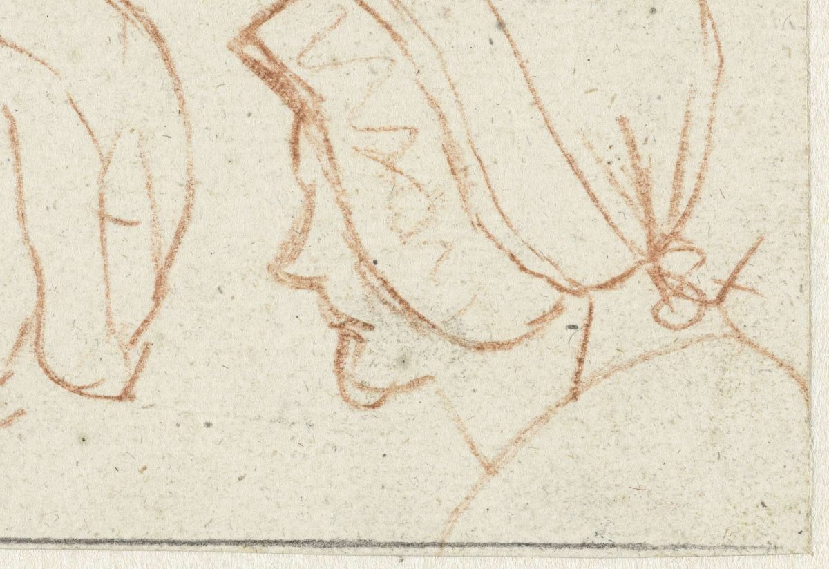 Two sketches of heads of peasant women with hoods, Simon Andreas Krausz, 1770 - 1825