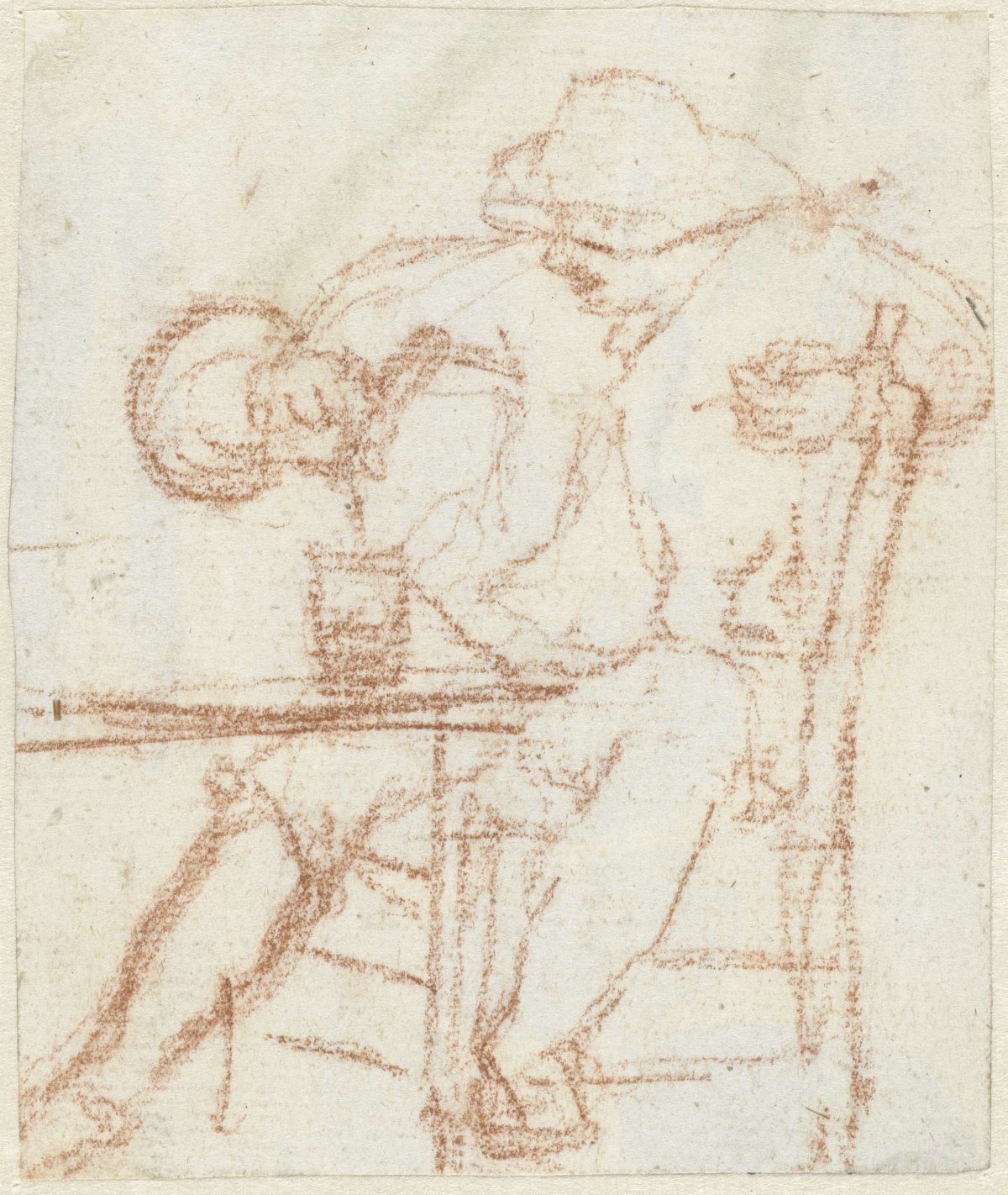 Zittende man schenkt glas in, Simon Andreas Krausz, 1770 - 1825