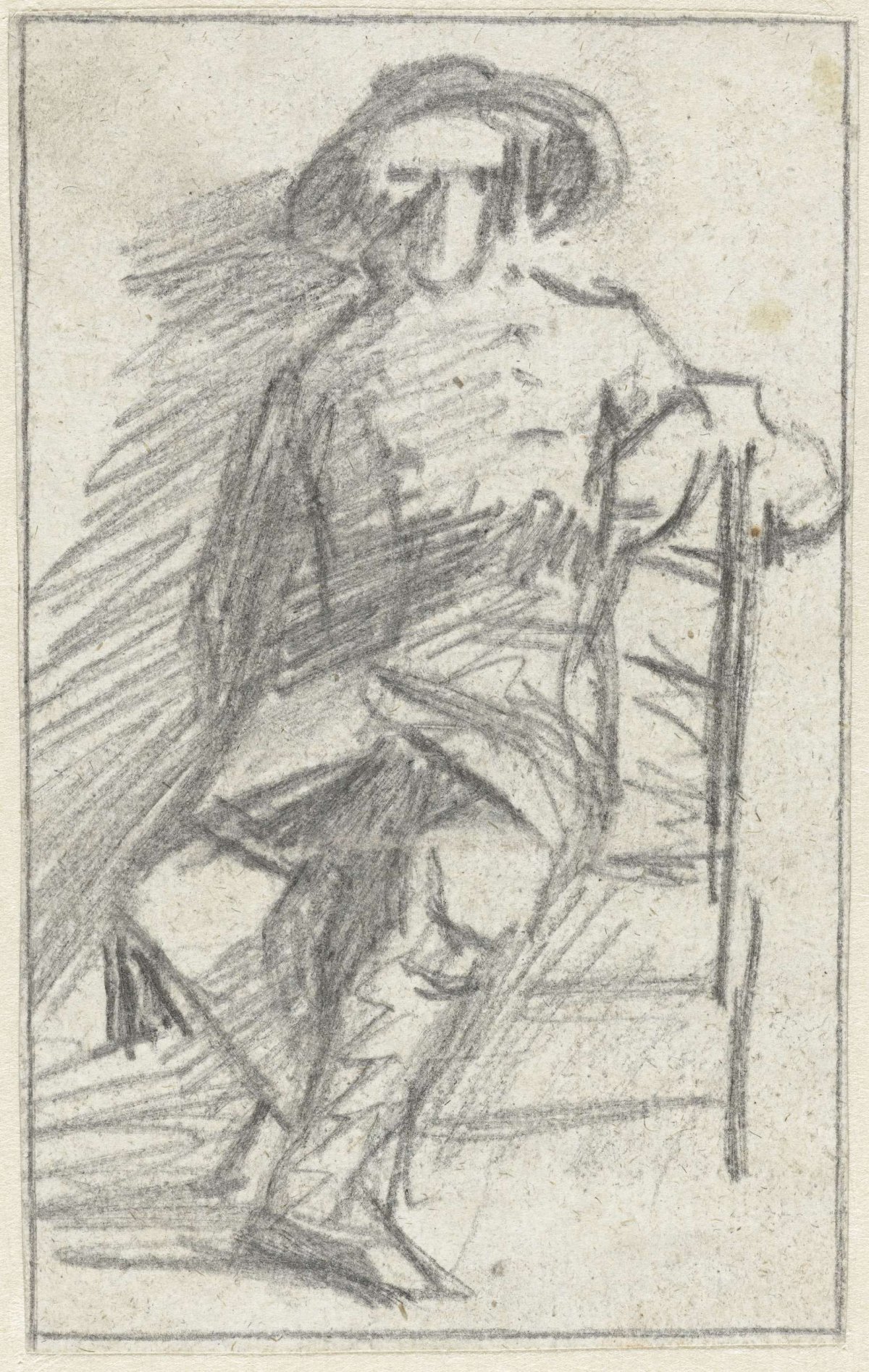 Man figure on chair, Simon Andreas Krausz, 1770 - 1825