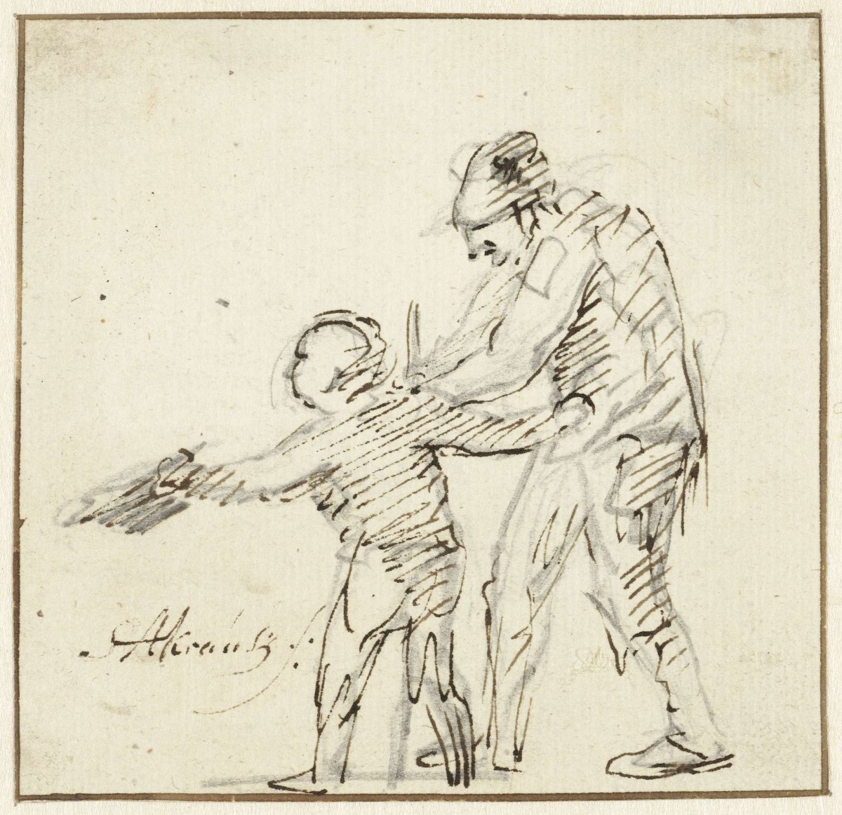 Boy escorting a blind beggar, Simon Andreas Krausz, 1770 - 1825