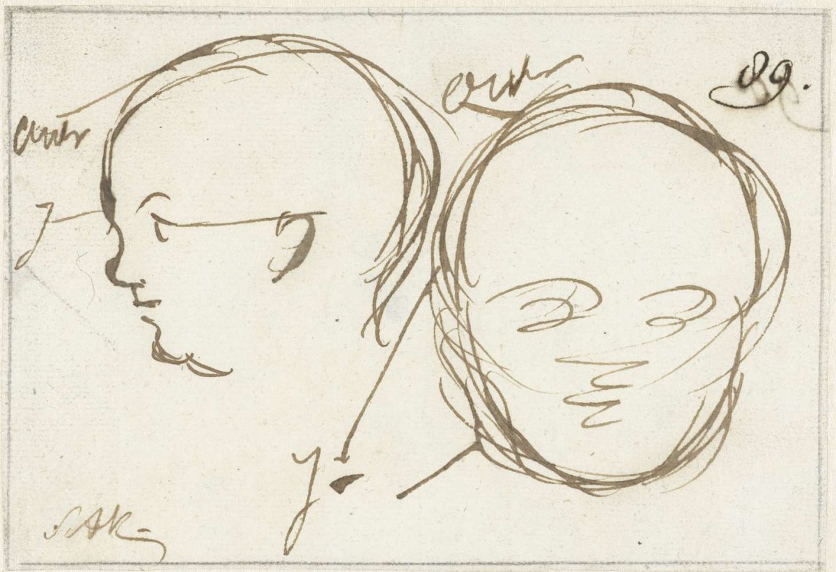 Two studies of a child's head, Simon Andreas Krausz, 1770 - 1825