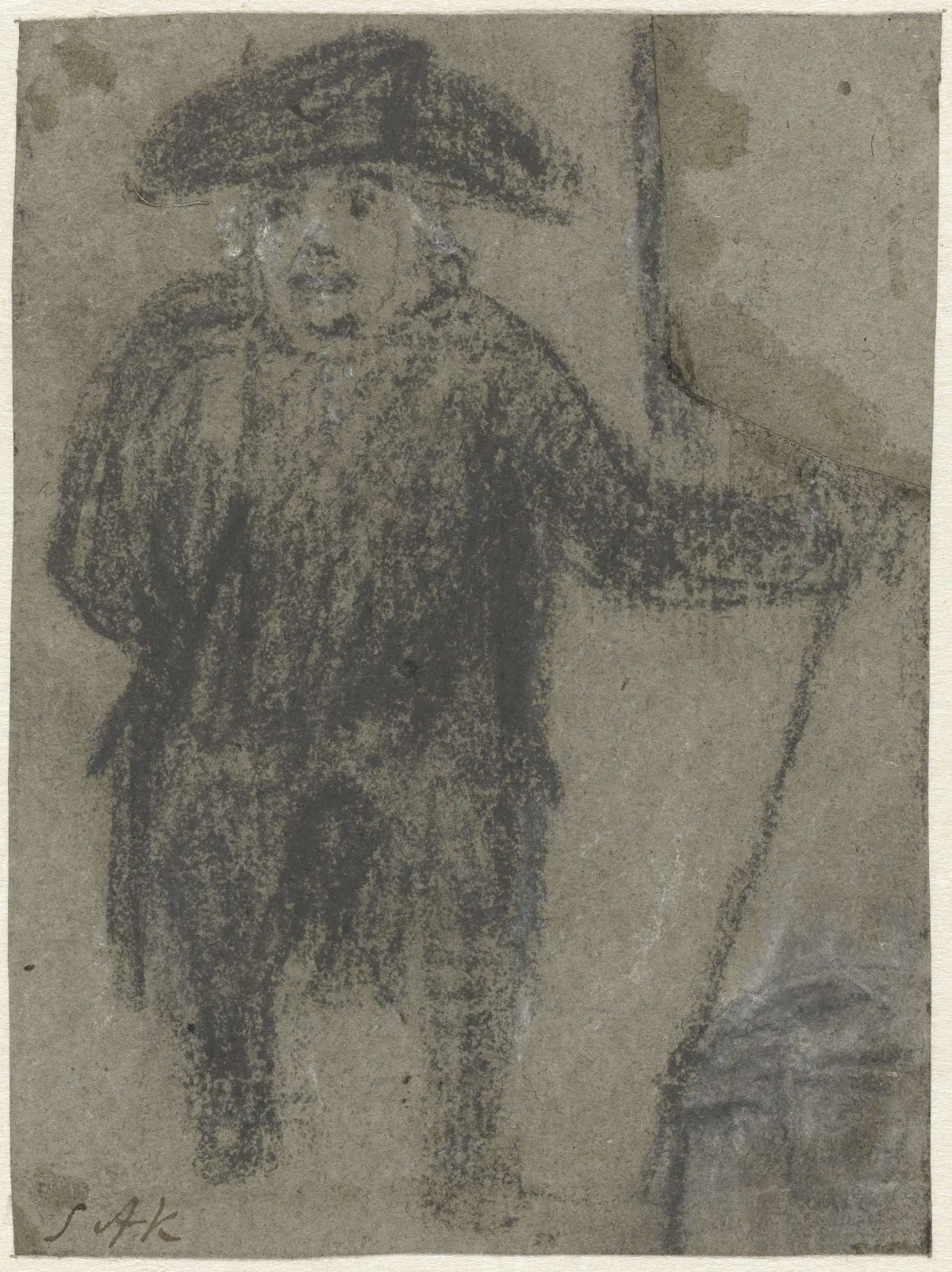 Caricature of a standing fat man, Simon Andreas Krausz, 1770 - 1825