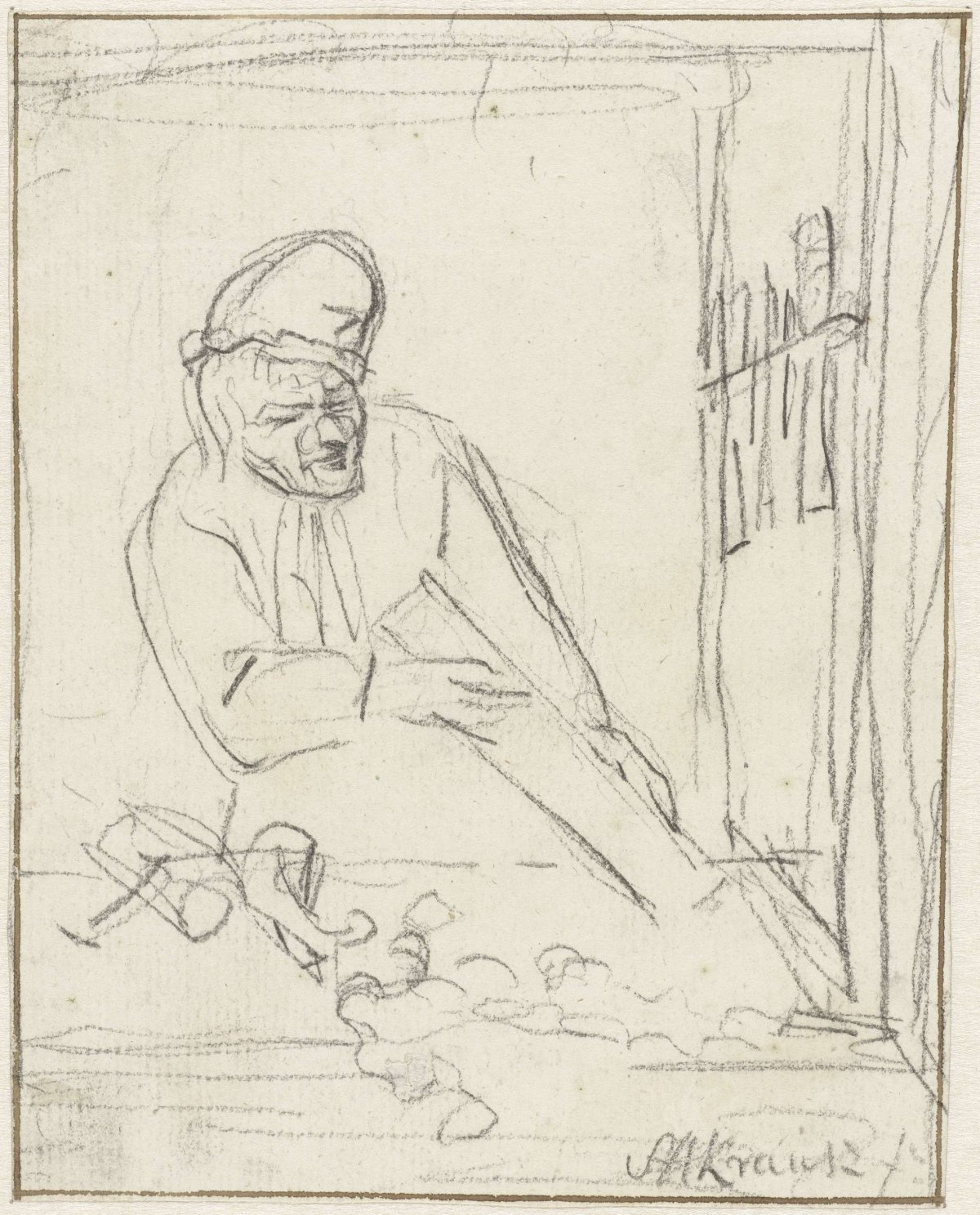 Timmerman in zijn winkel, Simon Andreas Krausz, 1770 - 1825