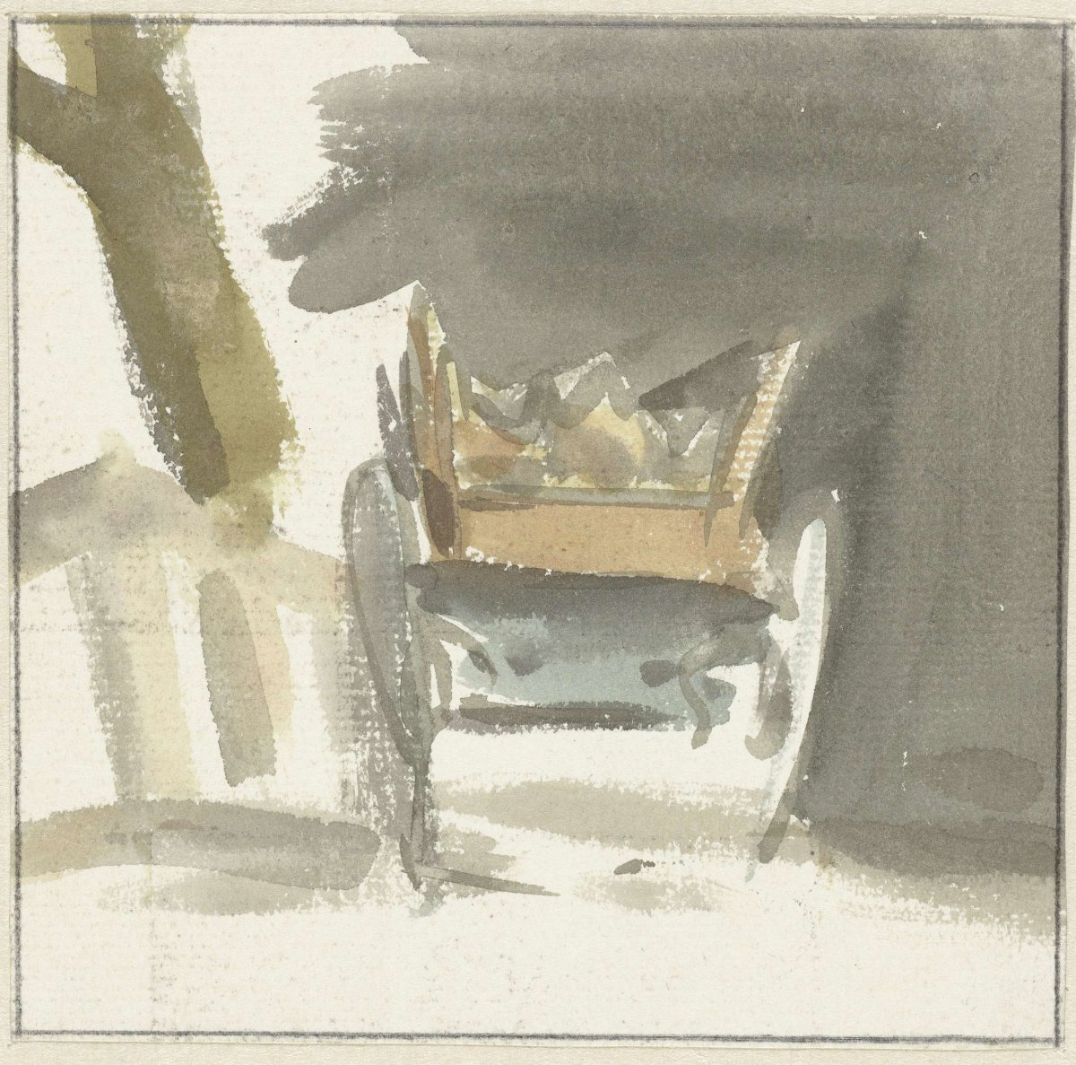 Farm wagon, seen from behind, Simon Andreas Krausz, 1770 - 1825