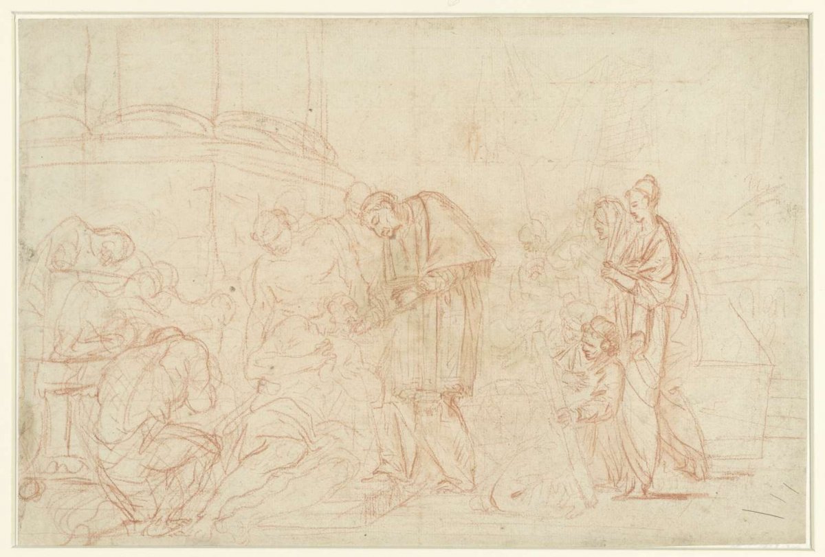 Saint Carolus Borromeo visits plague victims, anonymous, 1700 - 1800