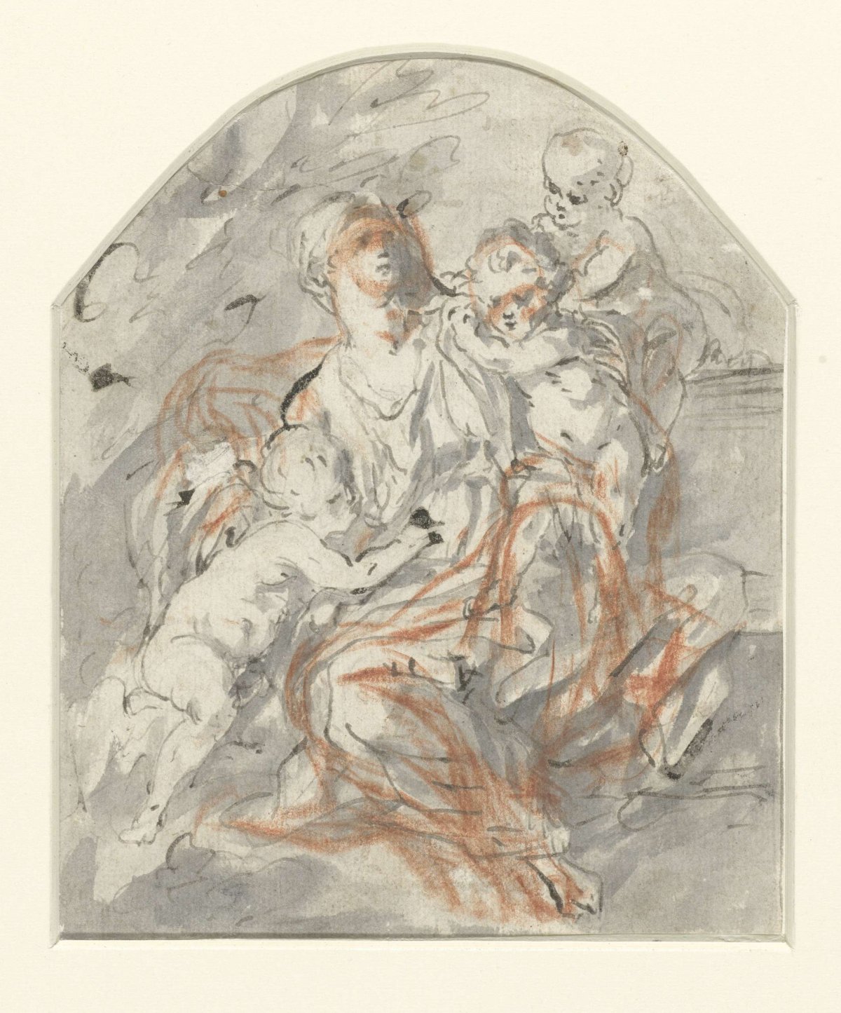 Woman (Caritas?) with three children, anonymous, 1700 - 1800