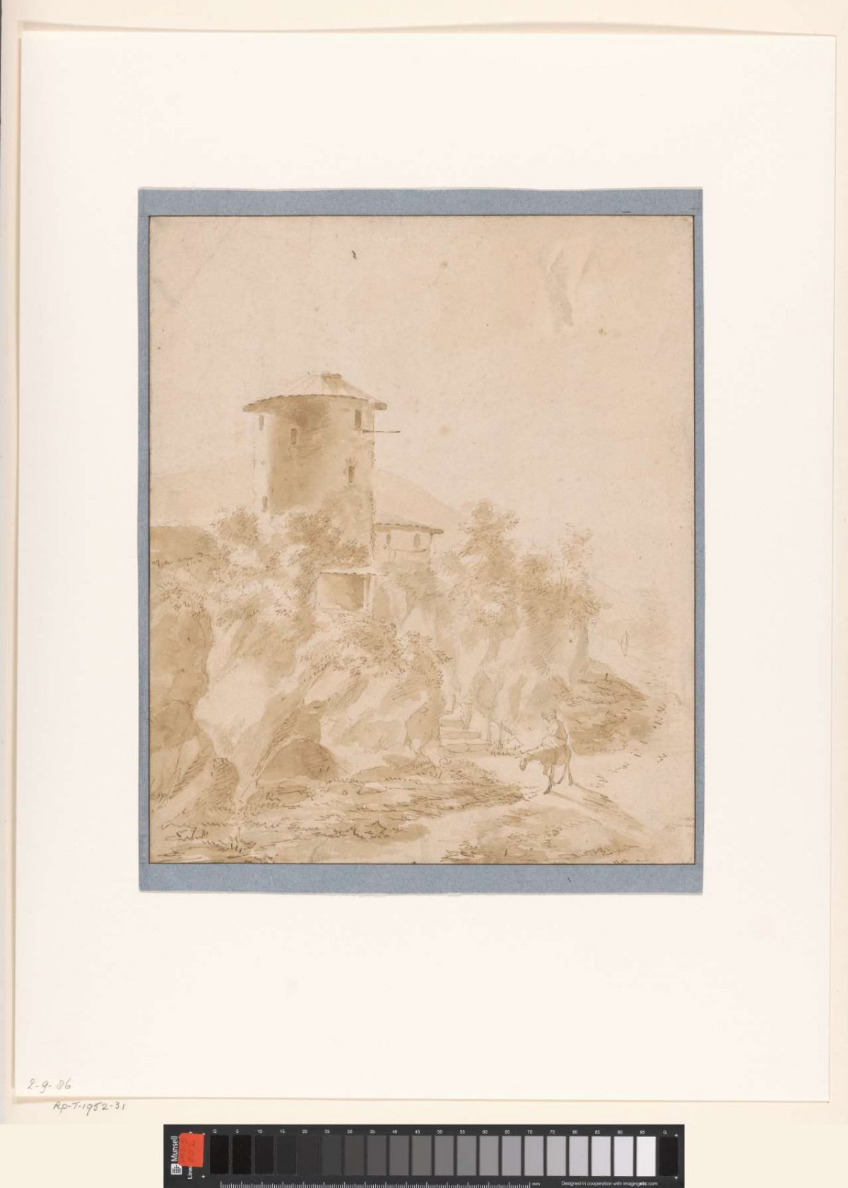 View of an Italianate Round Tower on a Rock, Jan Lapp, c. 1630 - in or after c. 1644