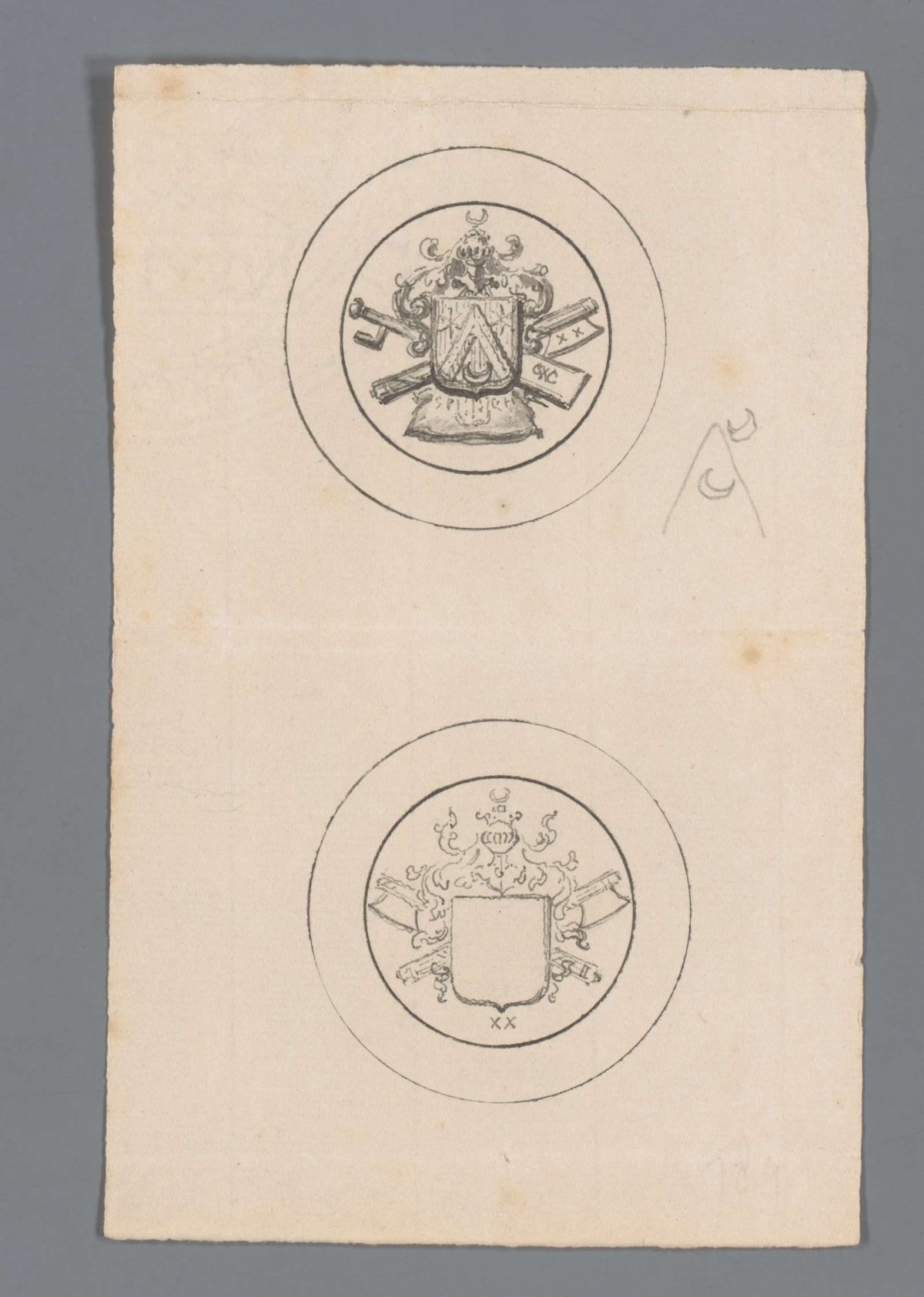 Designs for a history medal for council, alderman and former mayor of Haarlem Pieter van der Camer, anonymous, 1743